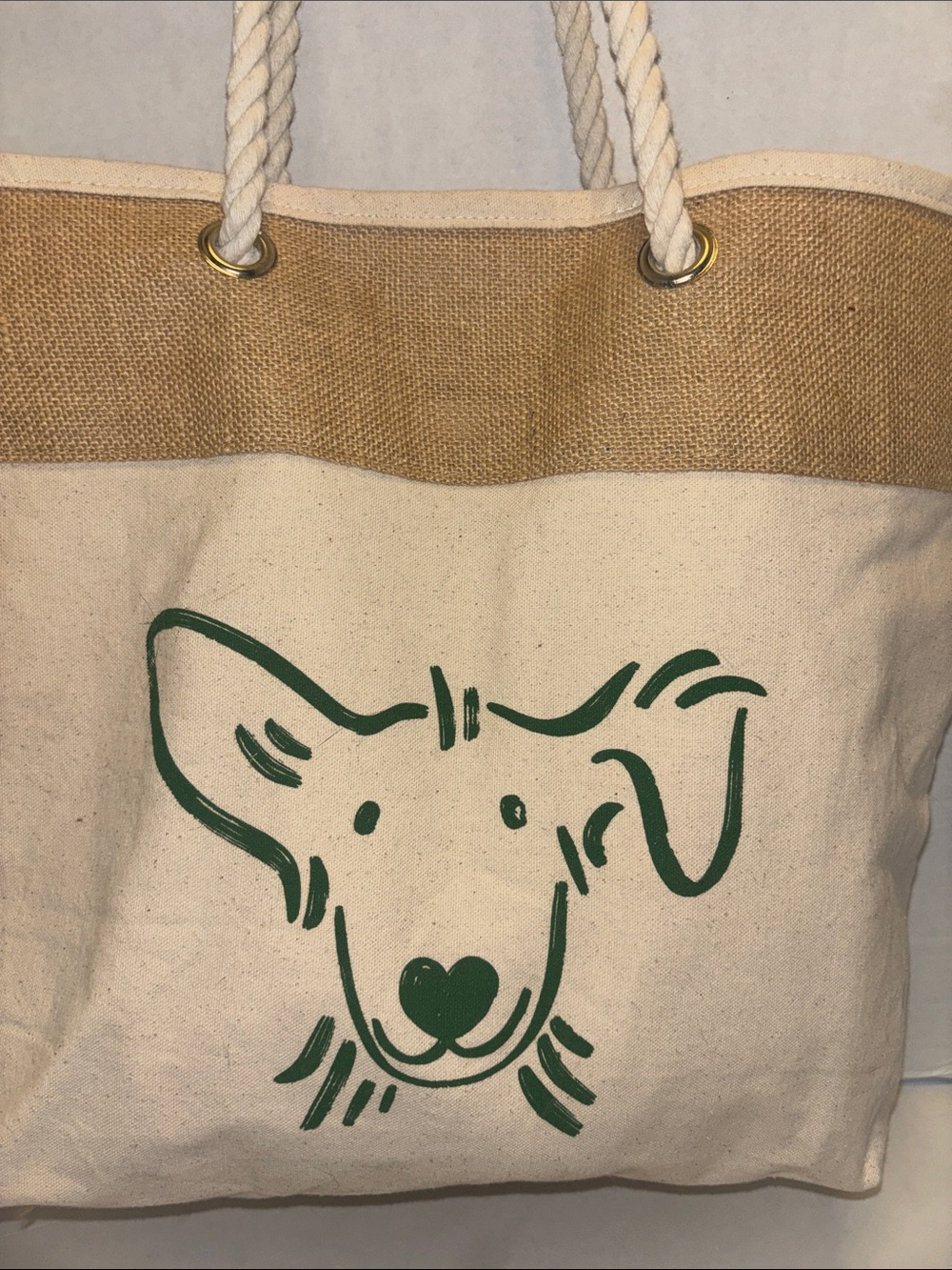 TELL YOUR DOG I SAY HELLO…DOG BRAND..BEACH TOTE..ANYTHING TOTE..JUTE AND COTTON. - Picture 4 of 16